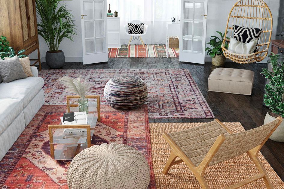 ラグを敷き詰めてボヘミアンな表情をありのままの私でいられるお部屋に