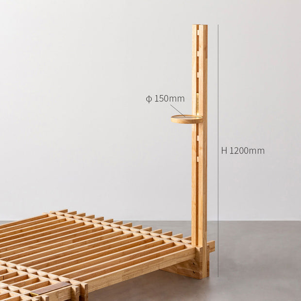 OTAのSUNOKO BEDをカスタマイズするAdd-onシリーズのナチュラルカラーの木製ポール＋ミニ天板（寸法画像）
