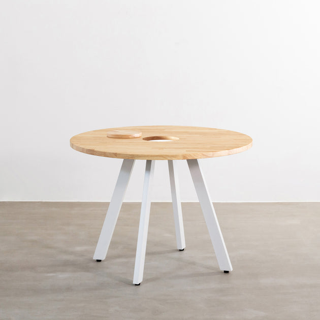 THE CAFE TABLE / ラバーウッド White Steel 4pin × ラウンド φ81