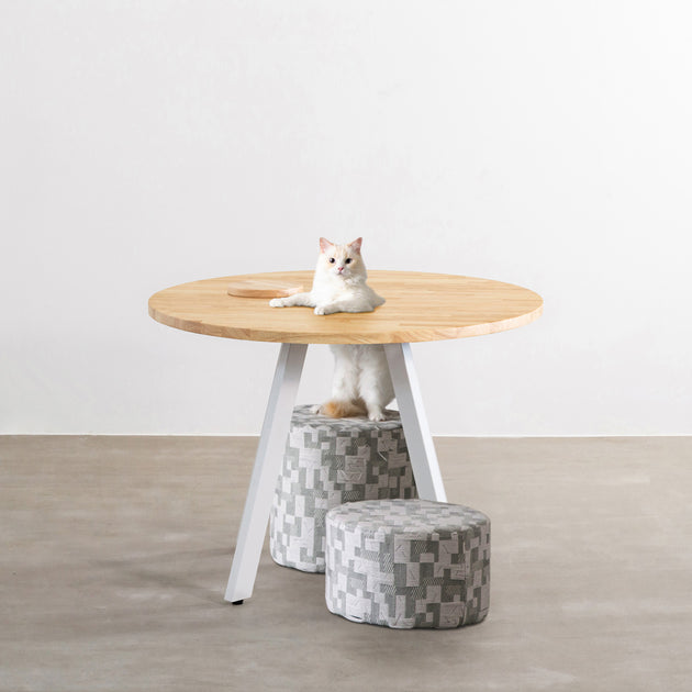 THE CAFE TABLE / ラバーウッド White Steel 4pin × ラウンド φ81