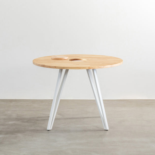 THE CAFE TABLE / ラバーウッド White Steel トライアングル 4pin
