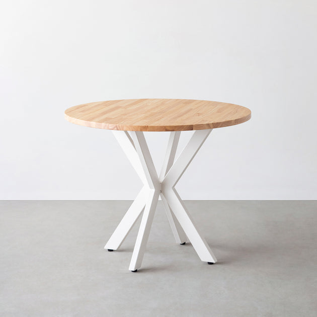 THE CAFE TABLE / ラバーウッド White Steel カフェX × ラウンド φ81