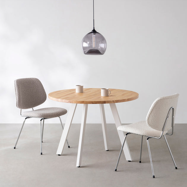 THE CAFE TABLE / ラバーウッド White Steel 4本脚 × ラウンド