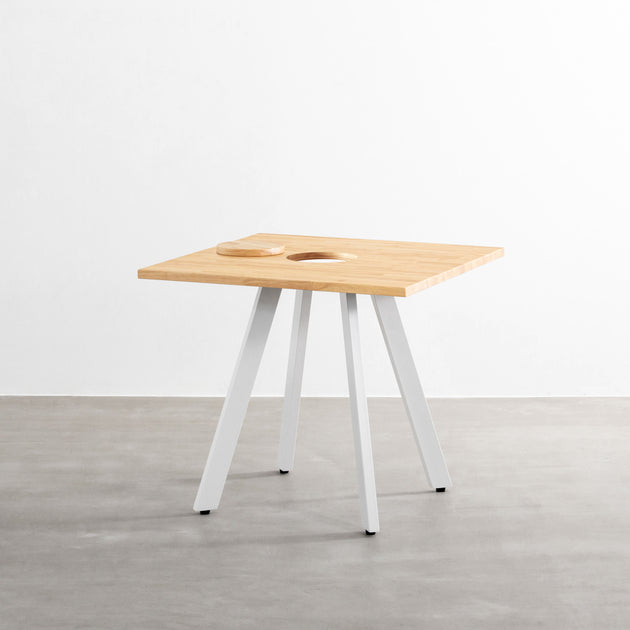 THE CAFE TABLE / ラバーウッド White Steel 4pin × スクエア 60 - 80