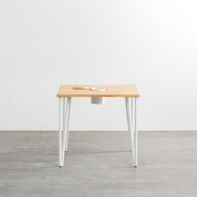 THE CAFE TABLE / ラバーウッド White Steel トライアングル