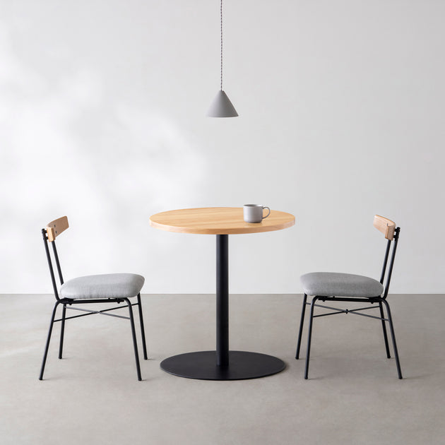 THE CAFE TABLE / 無垢 ホワイトアッシュ Black Steel 1本脚
