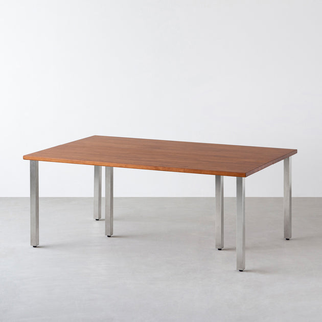 THE TABLE / ラバーウッド ブラウン × Stainless × W150 - 200cm D80