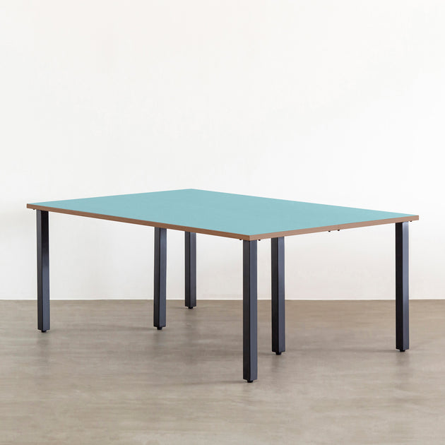 THE TABLE / リノリウム ブルー系 × Black Steel × W100 - 180cm