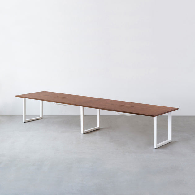 THE TABLE / ラバーウッド ブラウン × White Steel × W301 - 400cm
