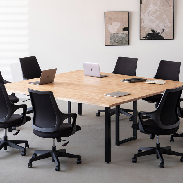 THE TABLE / ラバーウッド ナチュラル × Black Steel × W150 - 200cm