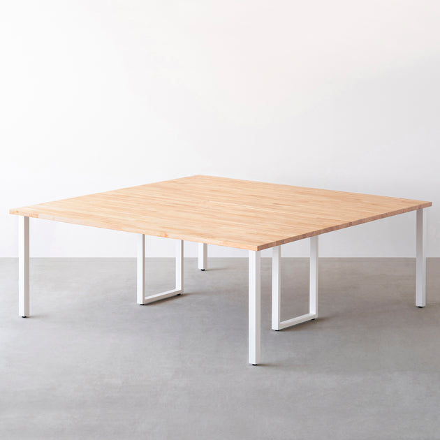THE TABLE / ラバーウッド ナチュラル × White Steel × W150 - 200cm