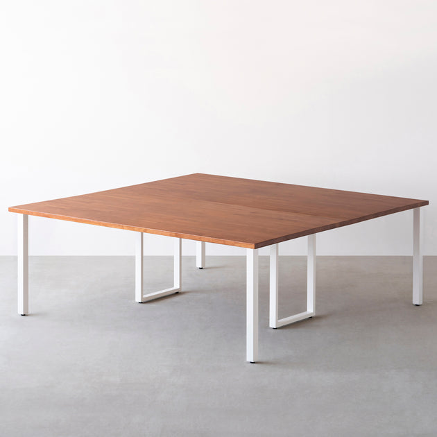 THE TABLE / ラバーウッド ブラウン × White Steel × W150 - 200cm