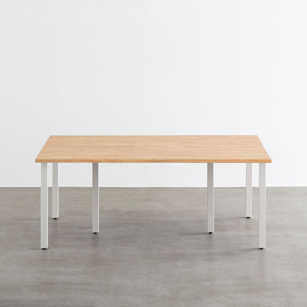 THE TABLE / ラバーウッド ナチュラル × White Steel × W150 - 200cm D80-120cm