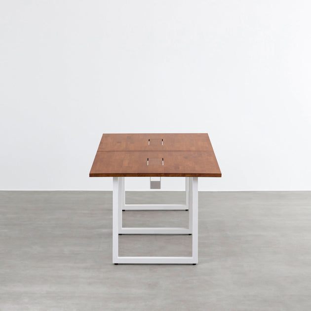 THE TABLE / ラバーウッド ブラウン × White Steel × W181 - 300cm