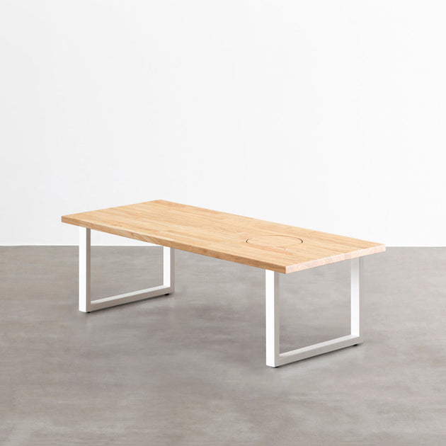 THE LOW TABLE / ラバーウッド ナチュラル × White Steel ネコ穴