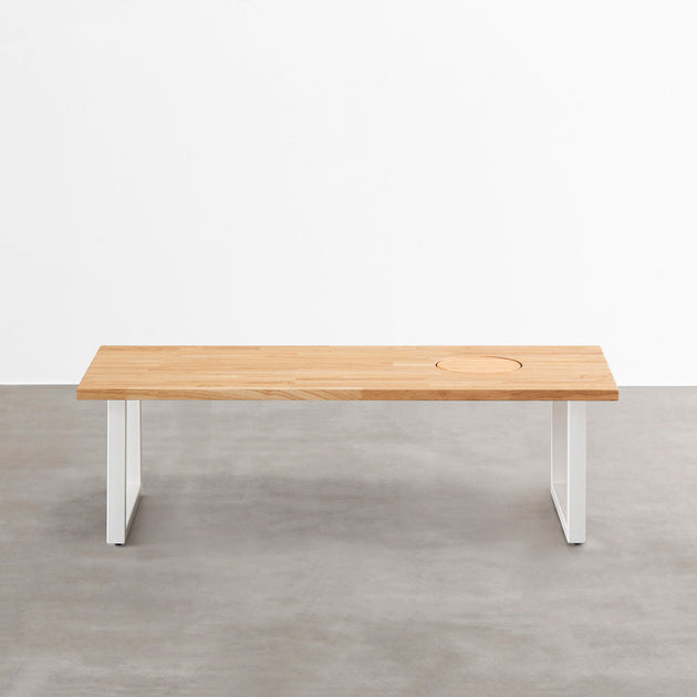 THE LOW TABLE / ラバーウッド ナチュラル × White Steel ネコ穴付き