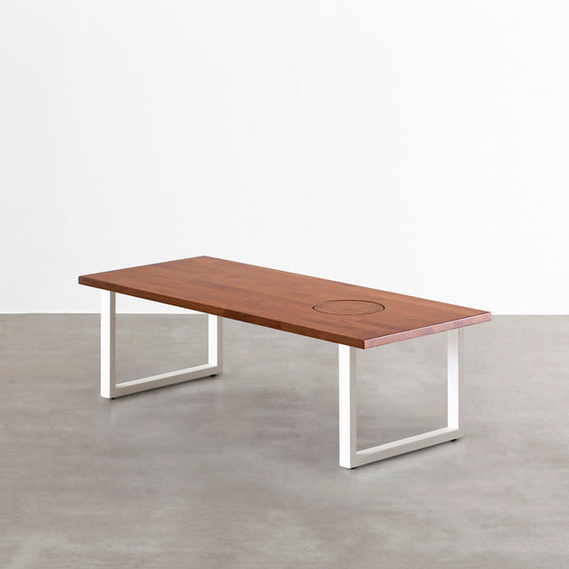 KANADEMONO THE LOW TABLE / ラバーウッド ブラウン THE LOW TABLE / ラバーウッド ブラウン × White Steel ネコ穴