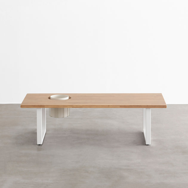 THE LOW TABLE / ラバーウッド アッシュグレー × White Steel ワイヤー
