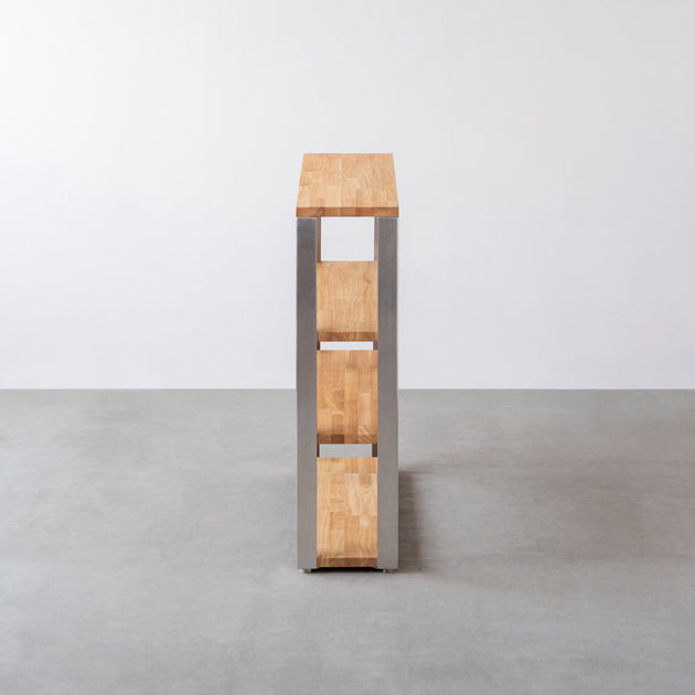 THE STORAGE SHELF 4段 / ラバーウッド ナチュラル × Stainless