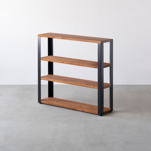 ラバーウッド ブラックブラウン 木製シェルフ 3段 SSH-K11-003-BK-S_250114-