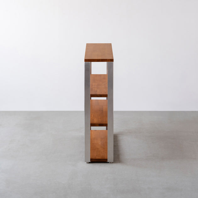 THE STORAGE SHELF 4段 / ラバーウッド ブラウン × Stainless – KANADEMONO