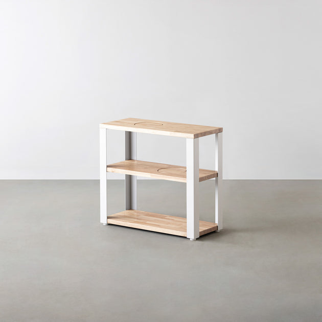 THE STORAGE SHELF 3段 / ラバーウッド アッシュグレー × White Steel