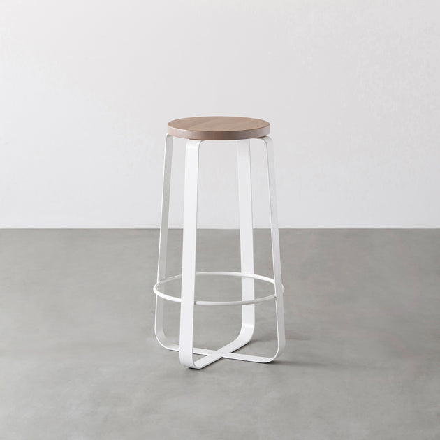 KANADEMONO THE STOOL 無垢ホワイトアッシュ THE STOOL / ラバーウッド アッシュグレー × White Steel High