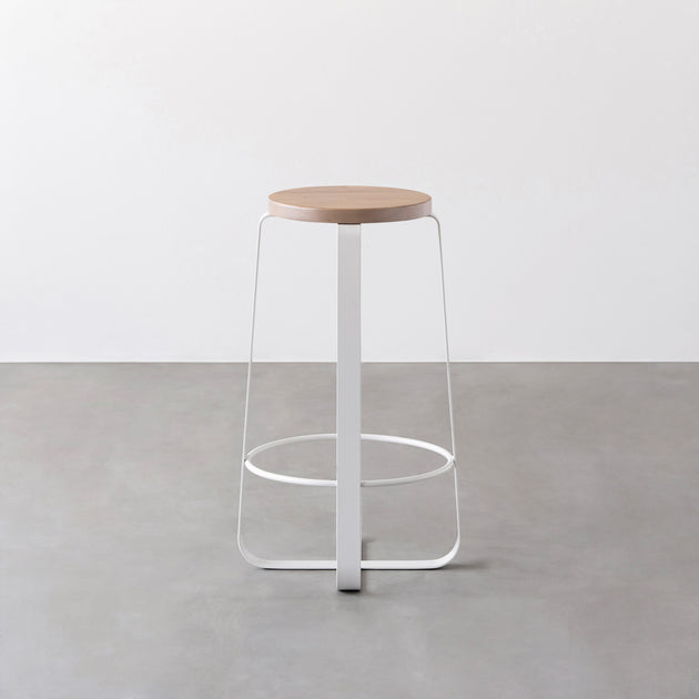 THE STOOL / ラバーウッド アッシュグレー × White Steel High