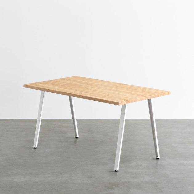 OUTLET】THE TABLE / ラバーウッド ナチュラル × White Steel Slimline
