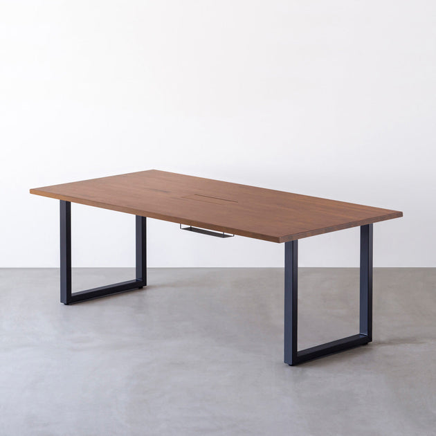 ラウンドテーブル／ラバーウッド THE TABLE / ラバーウッド ブラウン × Black Steel × W181 - 200cm