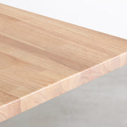 KANADEMONOの配線孔BROCK&TRAY付きのラバーウッド材アッシュグレー天板とI型ステンレス脚を組み合わせたテーブル（天板）