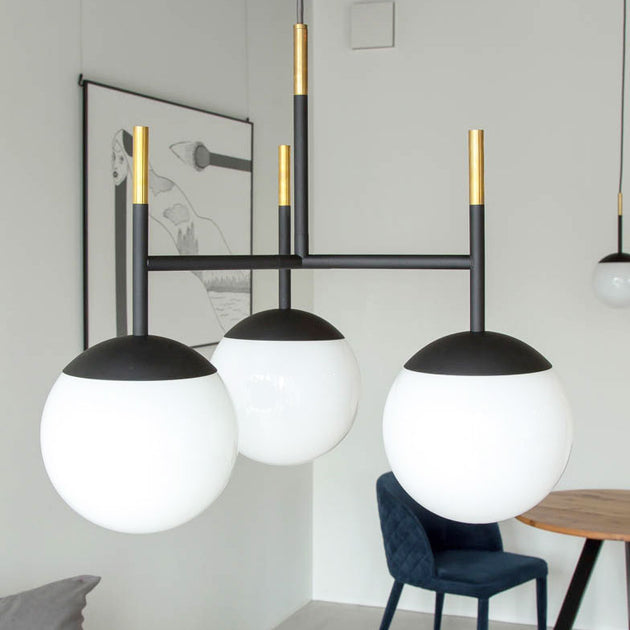 KANADEMONO 球形ペンダントライト ホワイト×ブラック 3個セット Glass globe Pendant Light 3 – KANADEMONO