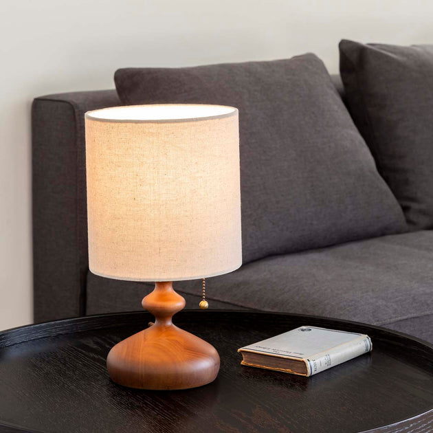 Fabric × Wood Retro Table Lamp – KANADEMONO