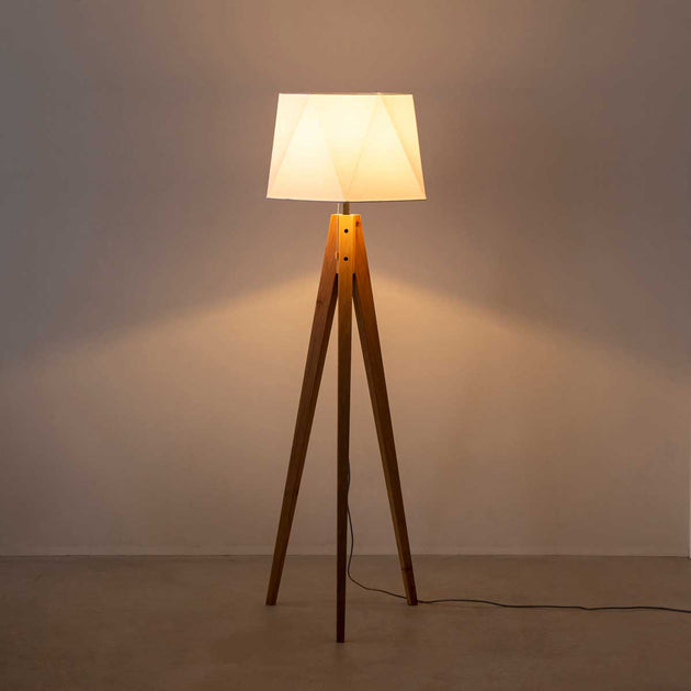 Hexagon Cotton Wood Floor Lamp