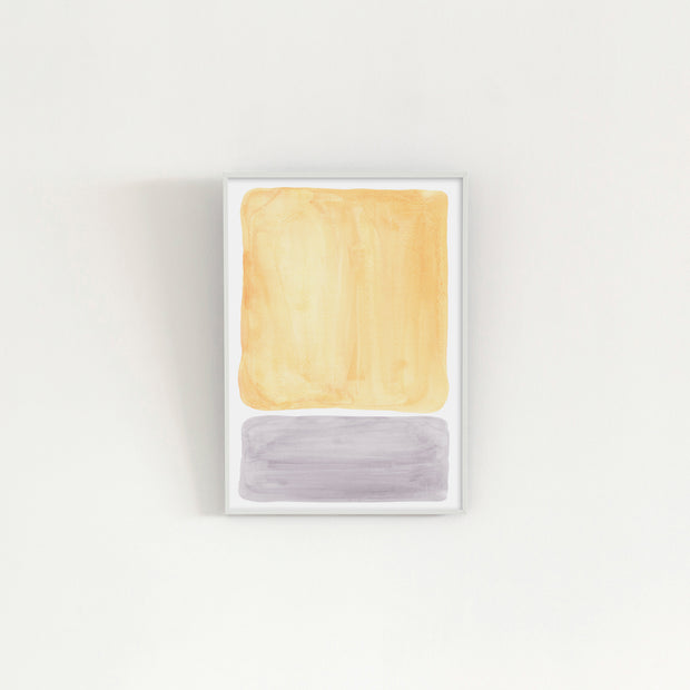 KANADEMONOのイエローとグレーの水彩がお部屋の雰囲気を明るくするアートA2＋ホワイトフレーム