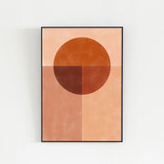 Kanademonoの赤×オレンジの暖色でまとめたモダン抽象画アートA1＋ブラックフレーム
