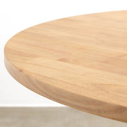 かなでもののラバーウッドアッシュの天板とマットブラックの4pinアイアン脚を組み合わせたすっきりとしたデザインの直径100cmのカフェテーブル（天板）
