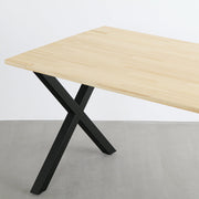 KANADEMONOのパイン材とマットブラックのX型の鉄脚を組み合わせたシンプルモダンなテーブル（天板と脚）