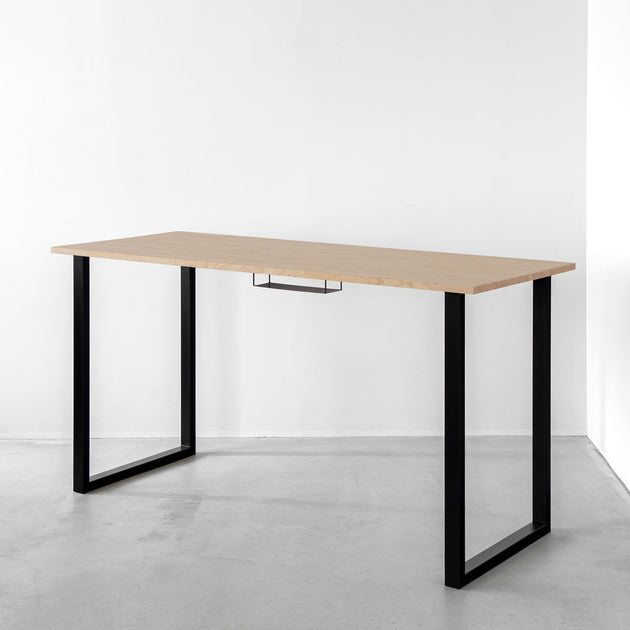 KANADEMONO ラバーウッド×ホワイトスチール パソコンデスク THE TABLE / ラバーウッド アッシュグレー × White Steel