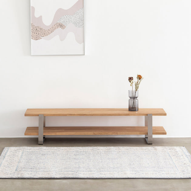 THE TV BOARD / LOW TABLE ラバーウッド アッシュグレー × Stainless