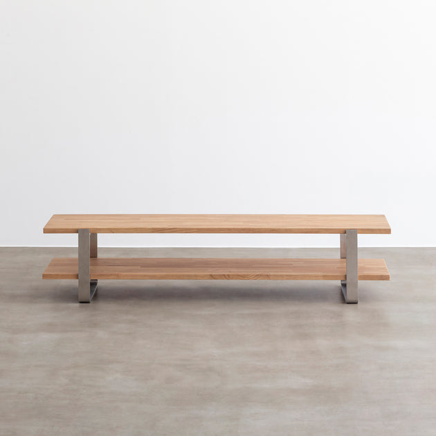 THE TV BOARD / LOW TABLE ラバーウッド アッシュグレー × Stainless