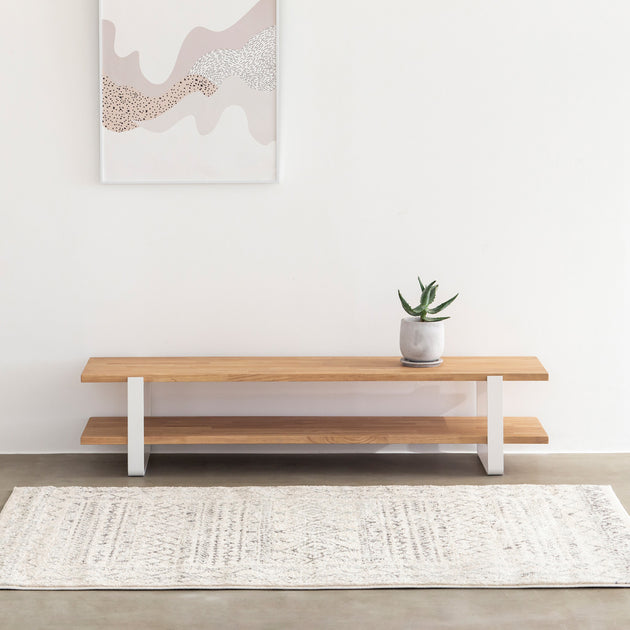 THE TV BOARD / LOW TABLE ラバーウッド アッシュグレー × White Steel