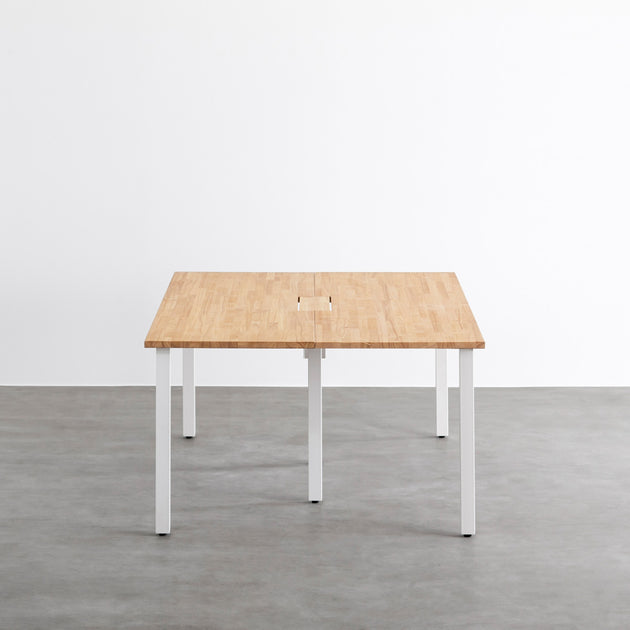 THE TABLE / ラバーウッド ナチュラル × White Steel × W150 - 200cm