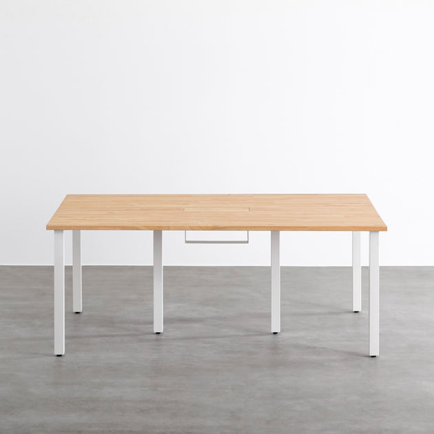 THE TABLE / ラバーウッド ナチュラル × White Steel × W150 - 200cm