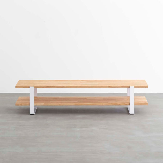 THE TV BOARD / LOW TABLE ラバーウッド ナチュラル × White Steel