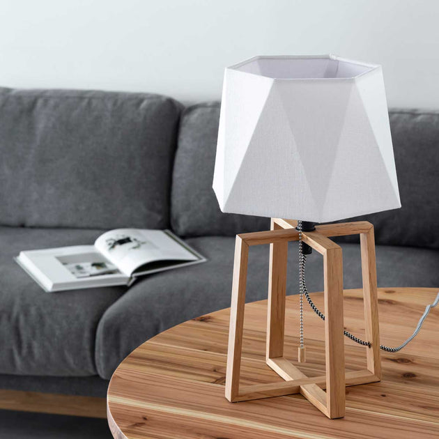 Hexagon Cotton Wood Floor Lamp - White - 照明