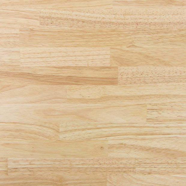 KANADEMONOのワイヤーバスケット付きのラバーウッド材ナチュラルカラー天板にマットホワイトのスクエア鉄脚を組み合わせたローテーブル（天板・クローズ）