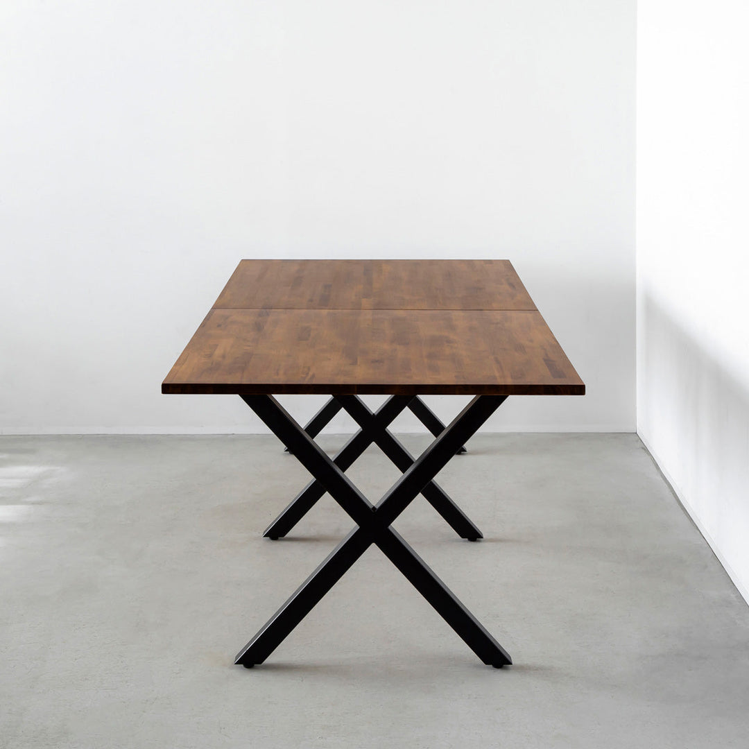 THE TABLE / ラバーウッド ブラウン × Black Steel × W181 - 300cm