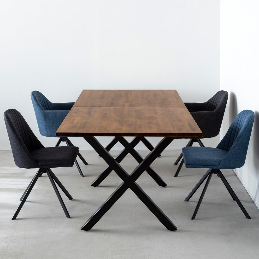 THE TABLE / ラバーウッド ブラウン × Black Steel × W181 - 300cm