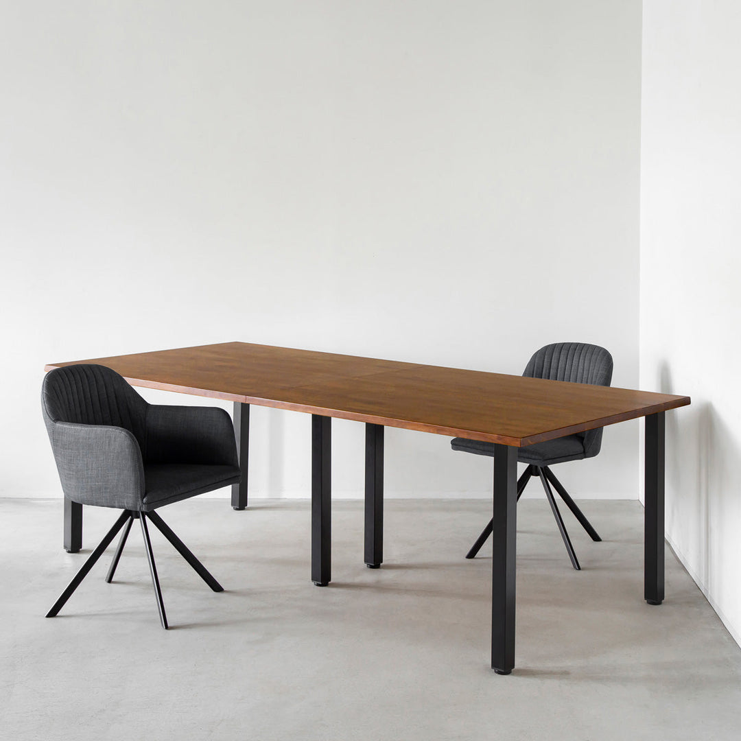 THE TABLE / ラバーウッド ブラウン × Black Steel × W181 - 300cm